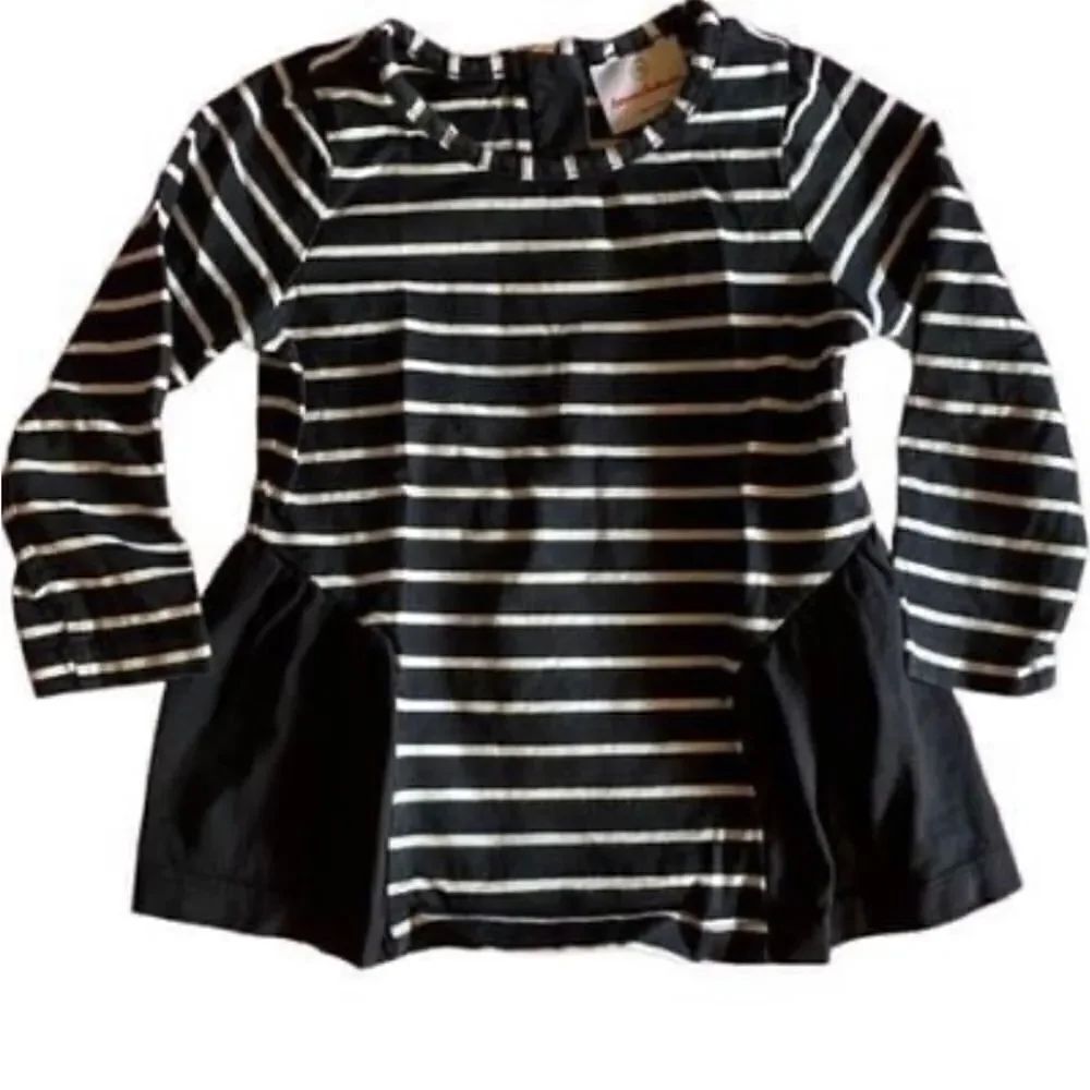 Hanna Anderson toddler girls black and white striped top size 3